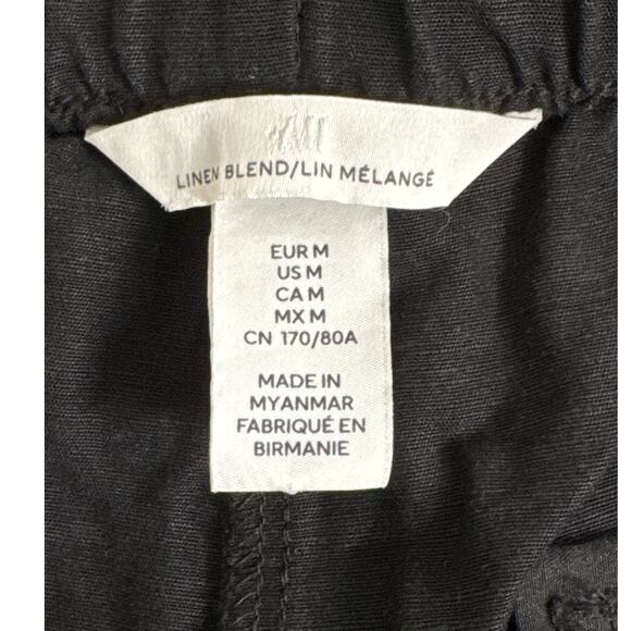 H&M Linen Blend Pull-On Shorts Black Size M - Picture 6 of 7